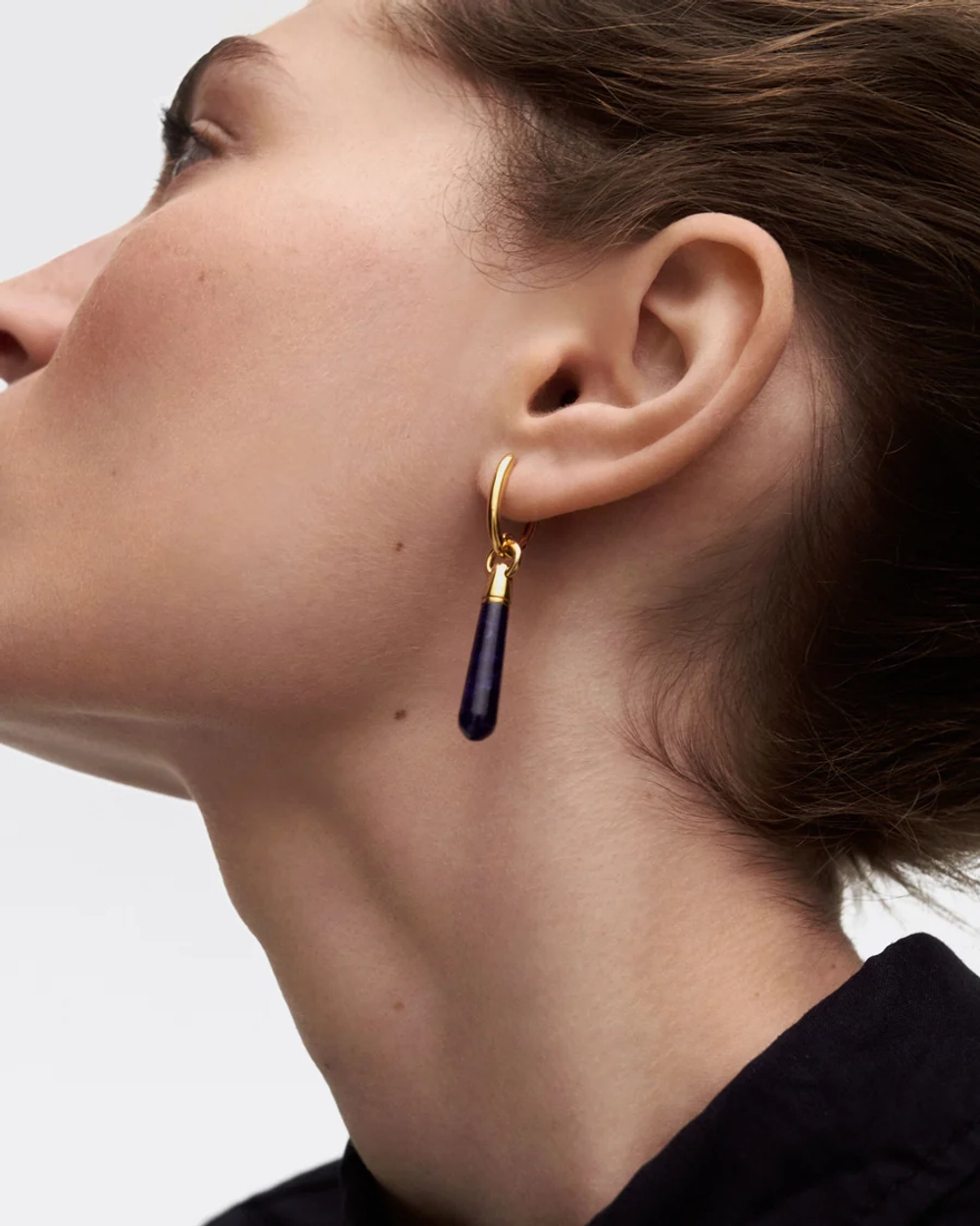 Одиночная серьга Sodalite Large Jupiter серебро 925 пробы покрытое золотом