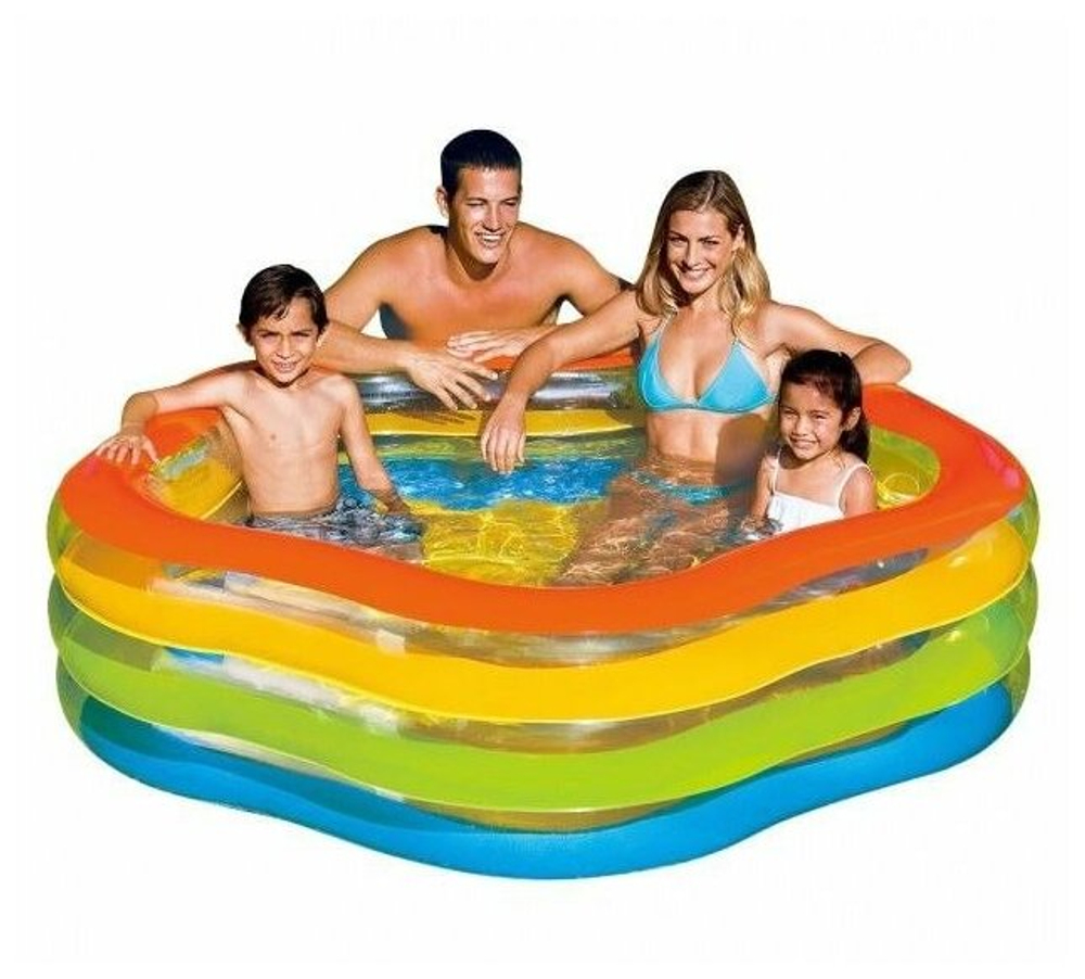 Бассейн надувной Intex 56495 Sea Shell 185х180х53 см / Пятиугольный бассейн Морская Звезда Интекс с надувным дном для дачи и отдыха