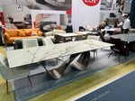Стол DT9305CI (200-300) белый керамика KL-188/золотая пудра