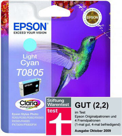 Epson Hummingbird Singlepack Light Cyan T0805 Claria Photographic Ink C13T08054010