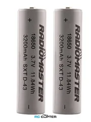 АКБ RadioMaster 3200mAh 3.7V Li-ion цилиндрический 18650 (2 шт) для TX16S / Boxer / TX12/ Pocket / MT12