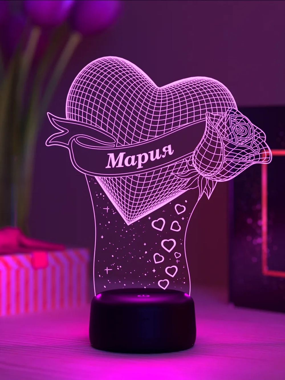 Ночник "Сердце с именем Мария" - любимой девушке