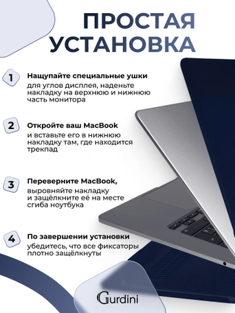 Чехол пластиковый Gurdini для Macbook Air 15" 2023 (A2941) Matte Series Navy blue
