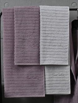 AST00049 PIERRE CARDIN HOME Набор 2 халата 2 полот. для лица 50х90 2 для тела 70х140 жаккард с логотипом лиловый-серый