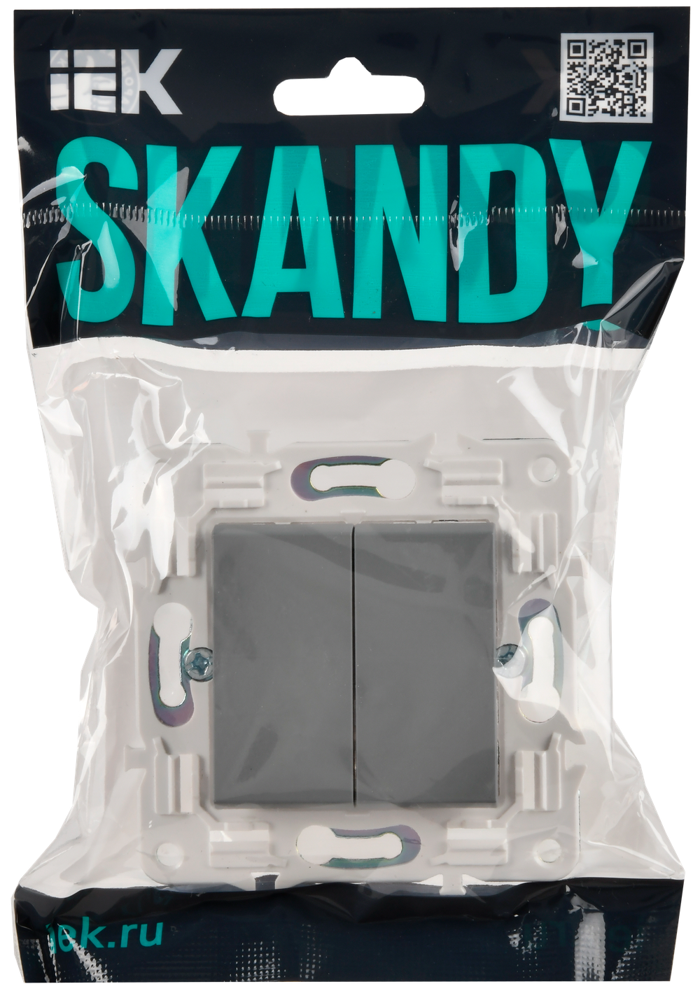 SKANDY Выключатель 2-клавишный проходной 10А SK-V05Gr серый IEK