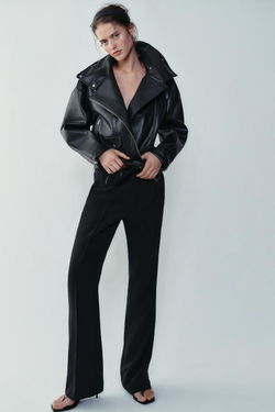 ZARA КУРТКА В БАЙКЕРСКОМ СТИЛЕ ИЗ ИСКУССТВЕННОЙ КОЖИ, ЧЕРНЫЙ