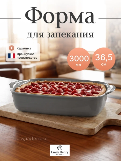 Форма для запекания "Emile Henry" 3000 мл серая