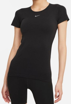 Женская теннисная футболка Nike Dri-Fit Aura Slim Fit Short Sleeve Top W - черный