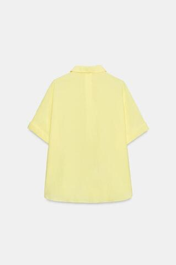 ZARA РУБАШКА СТРУЯЩЕГОСЯ КРОЯ С КОРОТКИМИ РУКАВАМИ, ЖЕЛТЫЙ