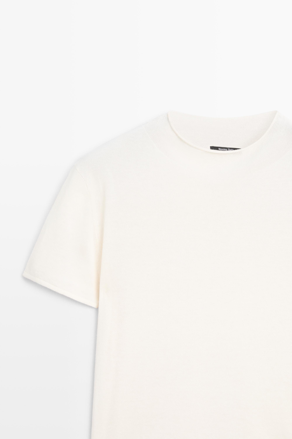 Massimo Dutti Вязаный свитер с короткими рукавами, натуральный/кремовый