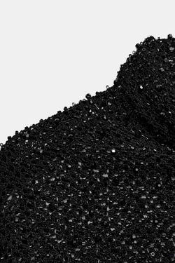 ZARA РУБАШКА С ДЕКОРОМ ИЗ БУСИН ZW COLLECTION, ЧЕРНЫЙ