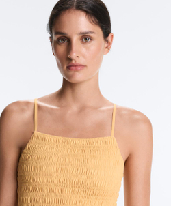 Oysho Топ Comfortlux со сборкой, горчично-желтый