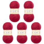 Пряжа Alize (Ализе) Baby Best / уп.5 мот. по 100 г, 240м, 390 вишневый A