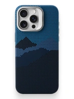 Чехол накладка iPhone 14 Pro 6.1" Gurdini Carbon Design (Magsafe & Lense holder) Mountain Blue