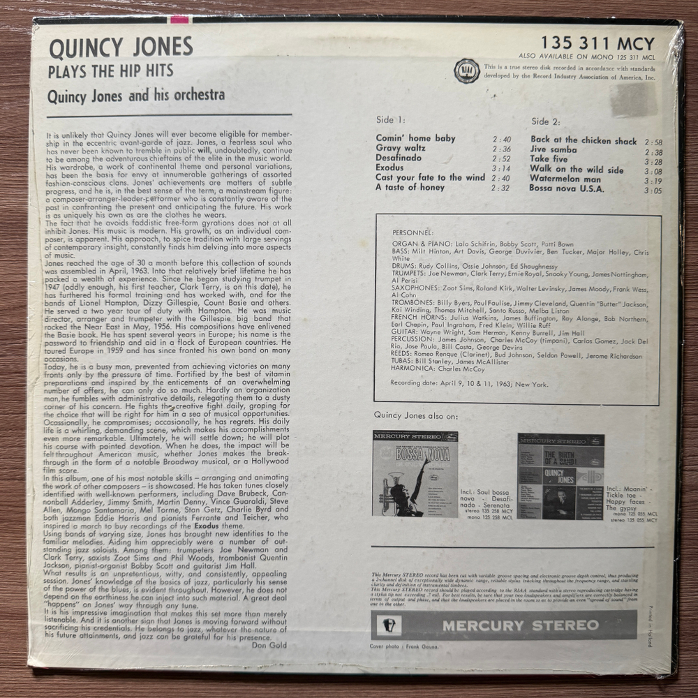 Quincy Jones And His Orchestra, Quincy Jones – Plays The Hip Hits (Голландия 1963г.)