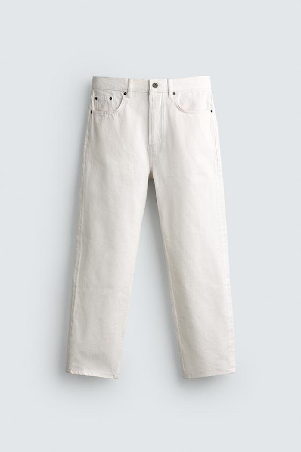 ZARA ДЖИНСЫ STRAIGHT ДЛИНОЙ ДО ЩИКОЛОТКИ, БЕЛЫЙ