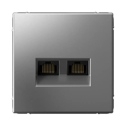 ARTGALLERY РОЗЕТКА двойная компьютерная RJ45+RJ45, кат.6А, механизм, СТАЛЬ