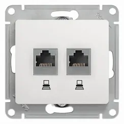 Розетка компьютерная RJ45 + RJ45 Cat 5e Systeme Electric Glossa Белый GSL000185KK