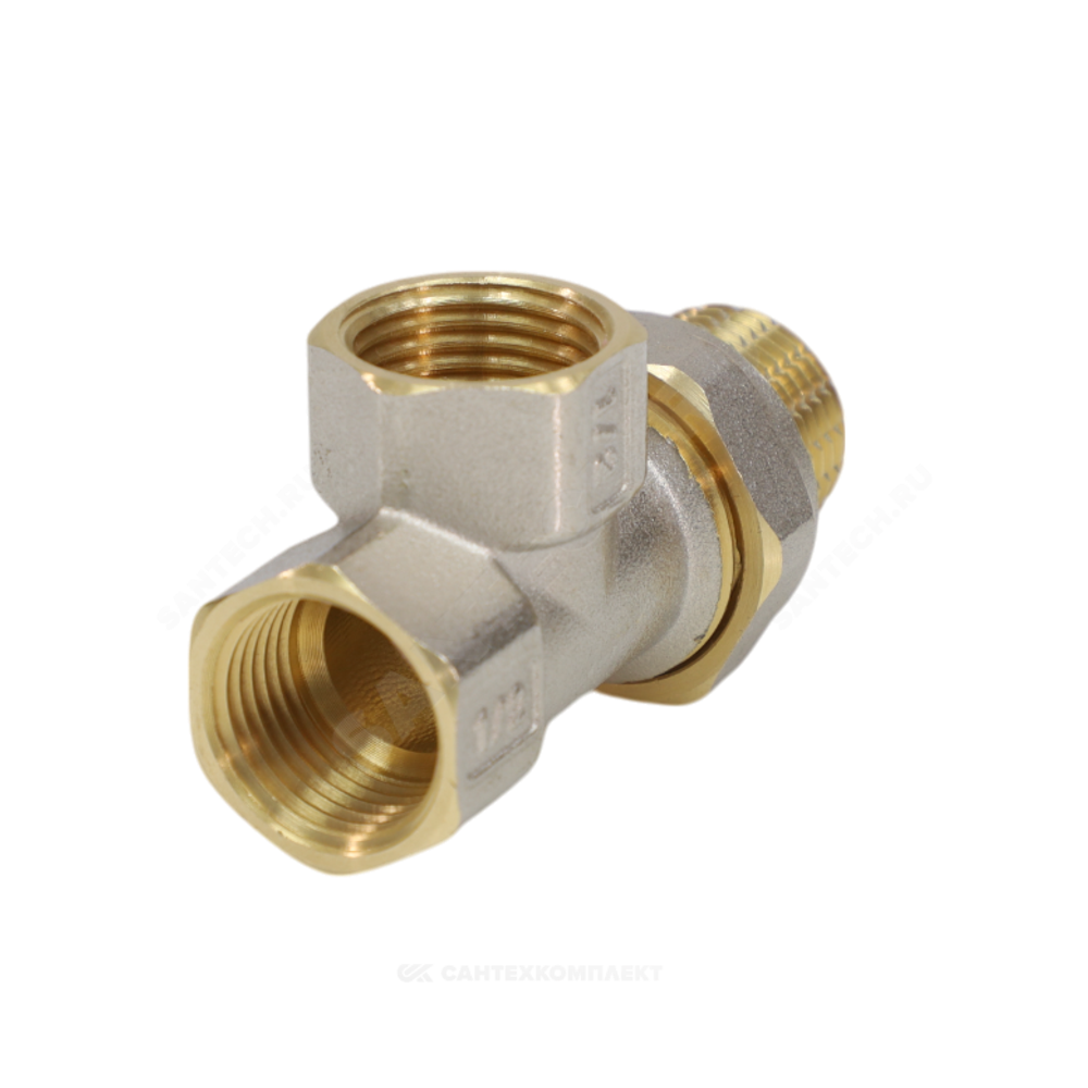 Тройник латунь никель Ду 15 (1/2") ВР/ВР/нак/гайка 9030 ГОСТ 32585-2013 Aquasfera 9030-01