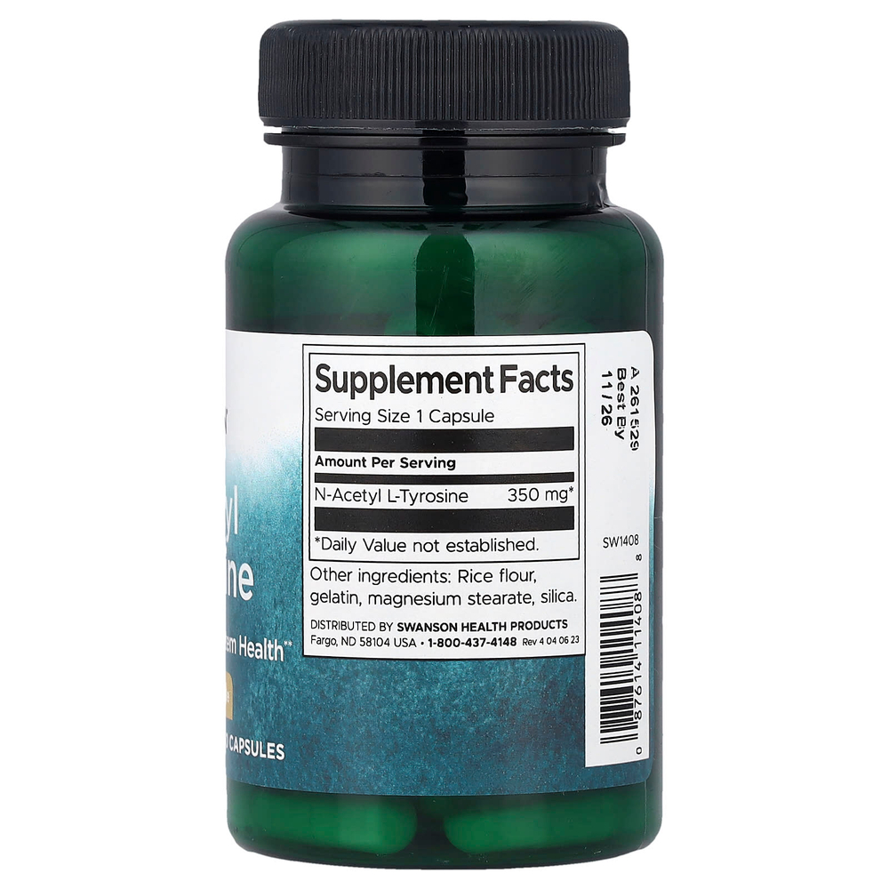 Swanson Vitamins, N-ацетил L-тирозин, 350 мг, 60 капсул