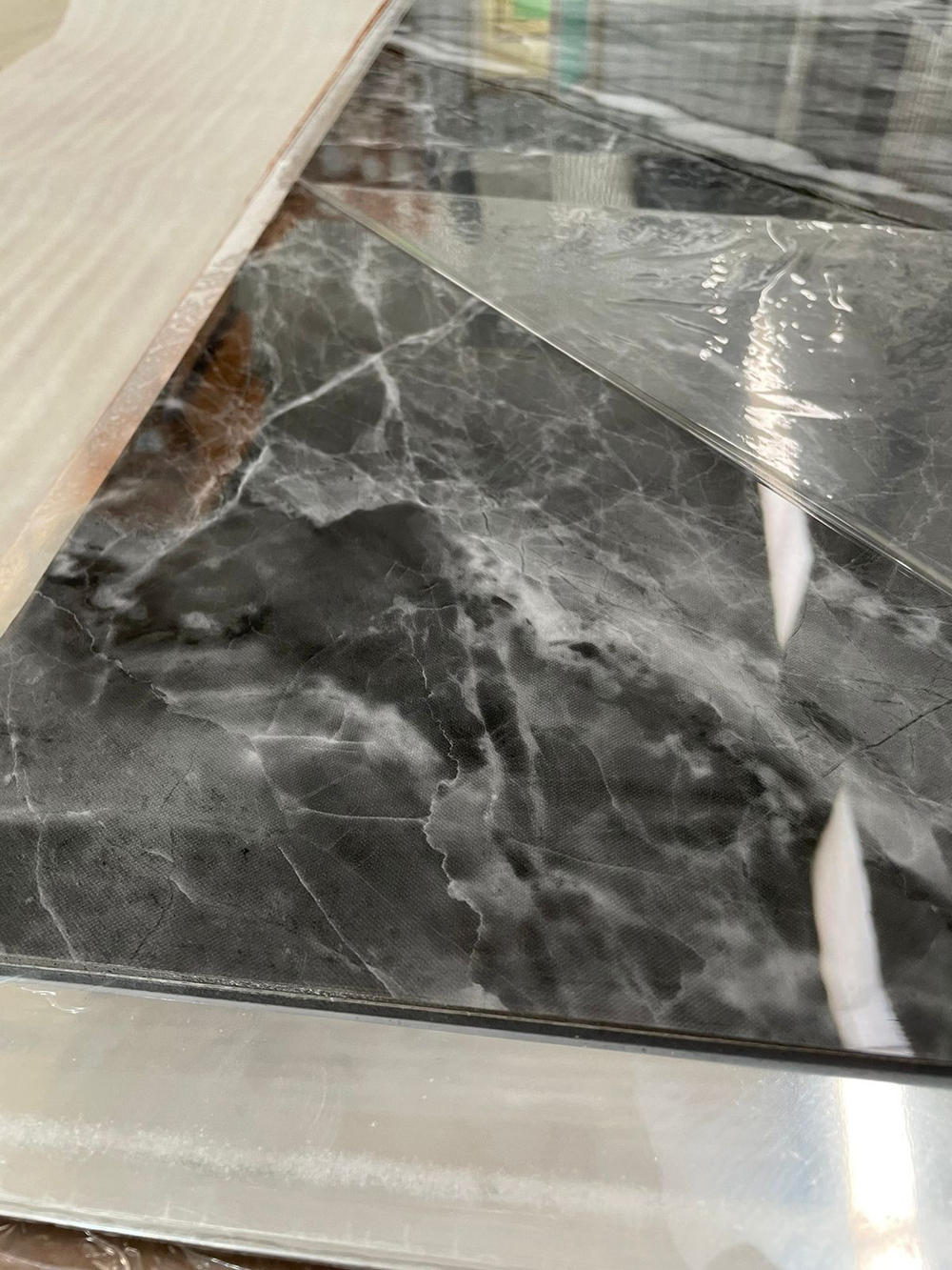 Бамбуковая панель "Мрамор черно-белый" / "Marble black and white" 5мм 3000х1220мм