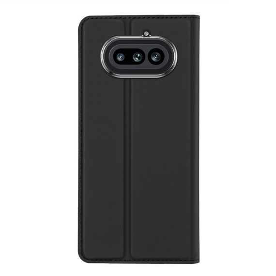 Чехол книжка из кожи черного цвета для Nothing Phone 4a, серия Skin Pro Series от Dux Ducis