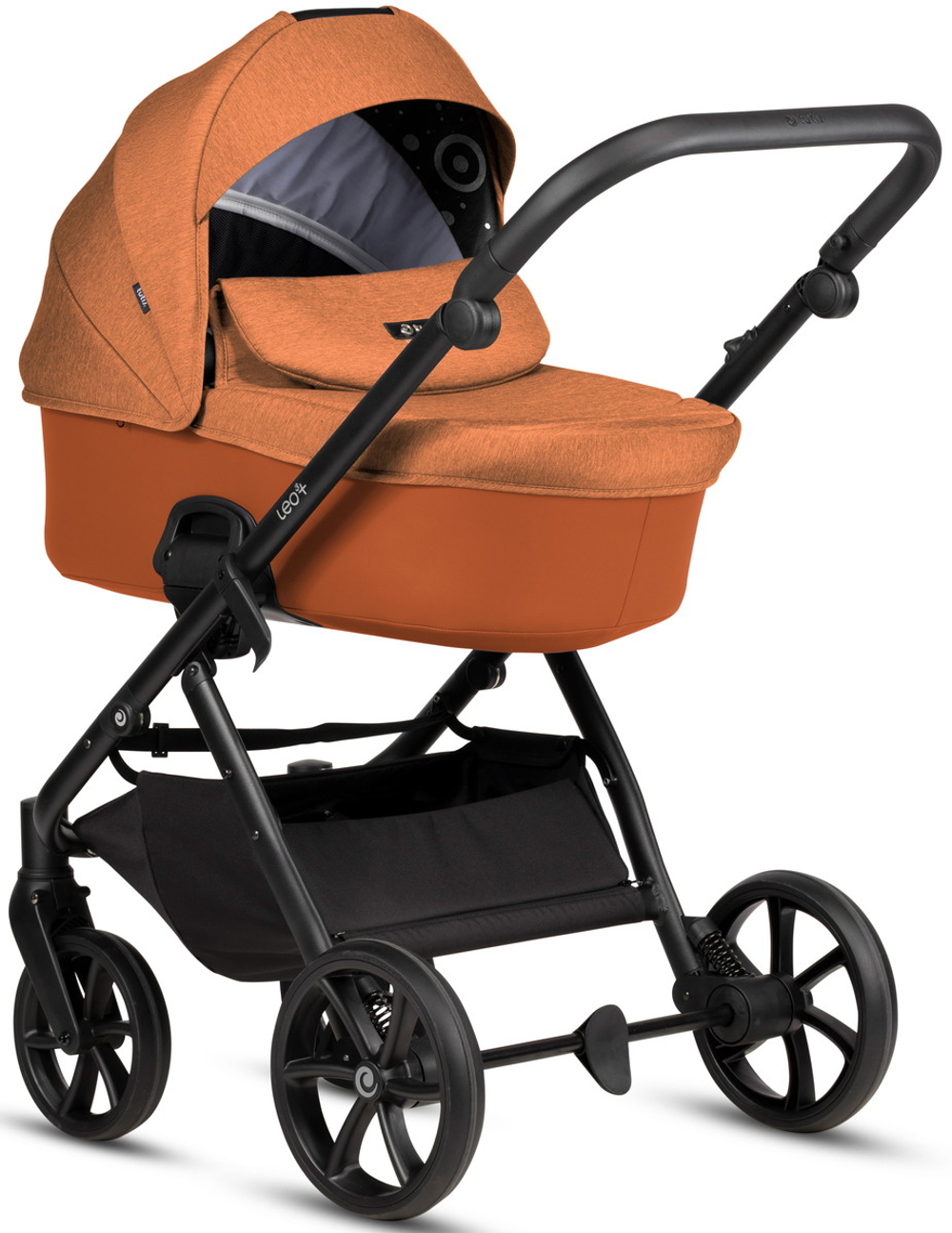 Детская коляска Tutis Leo 3 Plus 4 в 1 с автокреслом Elo Lux EduSky Black и базой 1582280 Orange