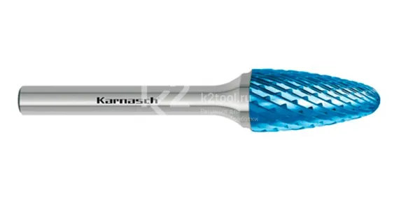 Борфреза твердосплавная Karnasch форма F, 6х18х6х50 мм, насечка HP-6, покрытие Blue-Tec, арт. 11.5054-030