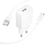 Сетевое зар. устр. Borofone BA111A с шнуром Type-C 1USB 15W EU белое