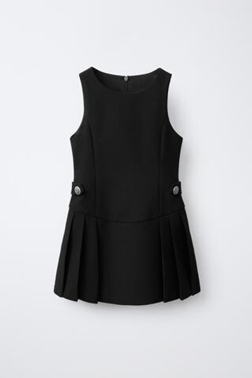 ZARA ПЛАТЬЕ СО СКЛАДКАМИ, ЧЕРНЫЙ