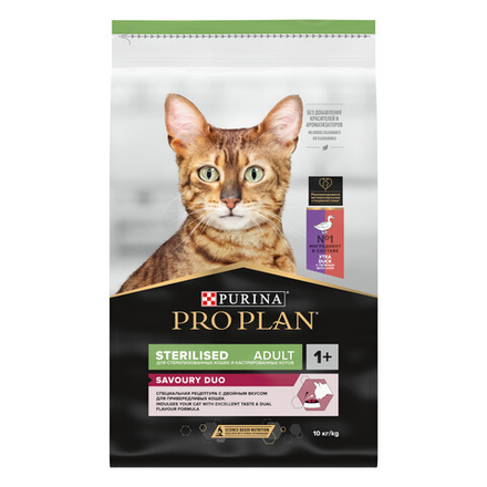 Сухой корм Pro Plan Sterilised SAVOURY DUO для стерилизованных кошек с уткой и печенью 10 кг