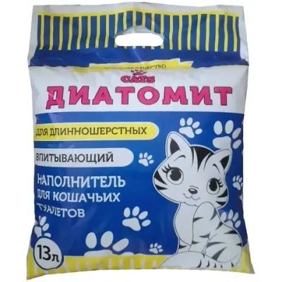 Наполнитель для кошачьего туалета, для длиношерстных кошек 13л Диатомит «CATS»
