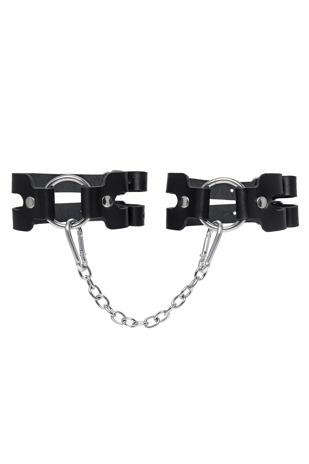 Оковы BDSM из двух ремешков натуральная кожа чёрные