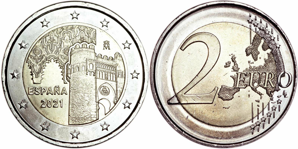 Испания 2 евро, 2021 ЮНЕСКО - Исторический город Толедо XF