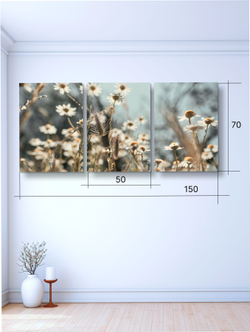 Картина Деревенская речка модульная 50x70см 3шт.