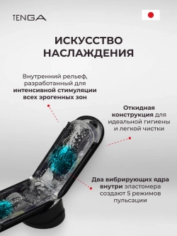 TENGA Мастурбатор Flip Zero с вибрацией черный