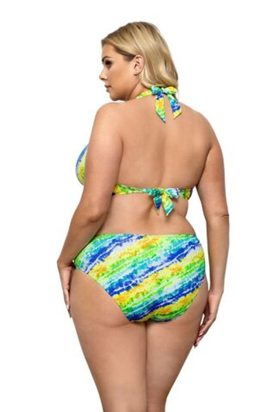 Раздельный купальник plus size с яркими диагональными полосами (Размер: 90D/44) (Цвет: разноцветный)