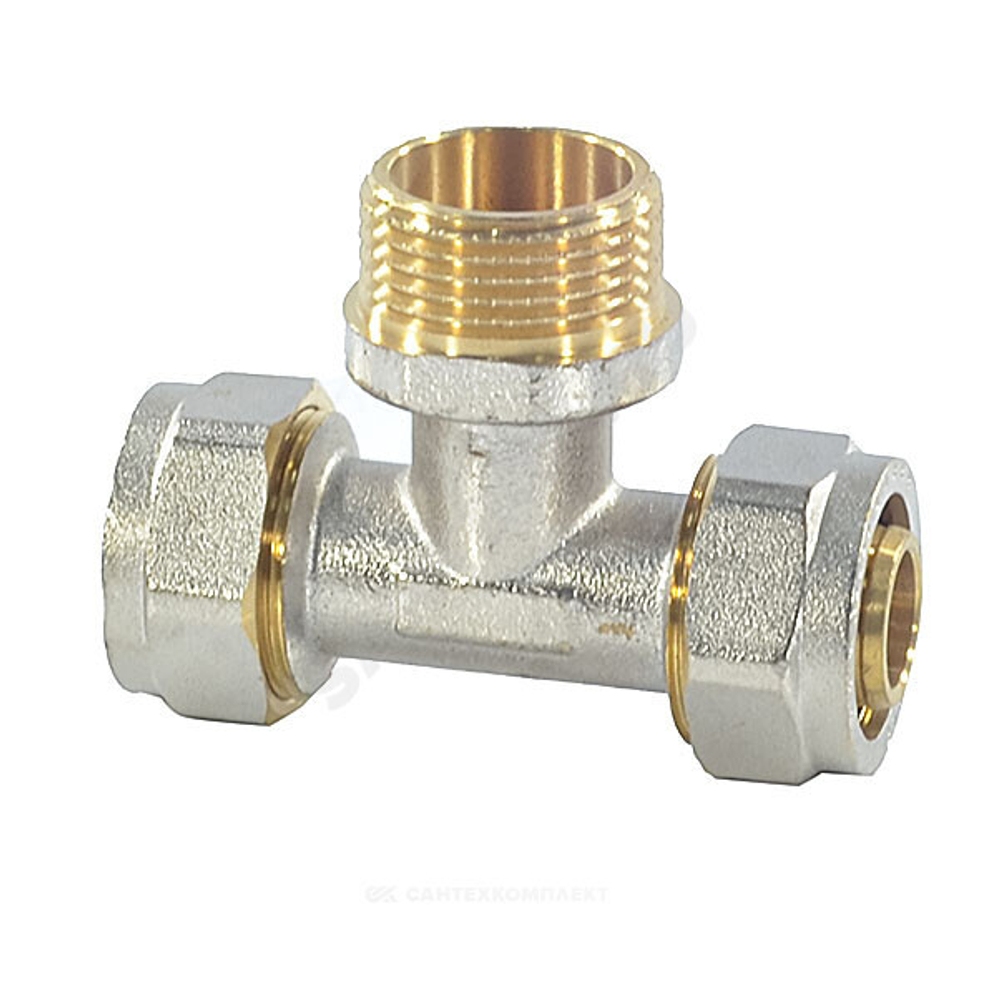 Тройник МП латунь никель обжим Дн 20х3/4"х20 НР ГОСТ 32415-2013 7014 Aquasfera 7014-02
