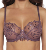 Бюстгальтер с шитыми мягкими чашками с вышивкой (Размер: 95C) (Цвет: кофейный)