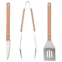 IKEA GRILLTIDER  (ИКЕА ГРИЛЛТИДЕР)  -  Набор аксессуаров для гриля, 3 предмета - нержавеющая сталь/бук
