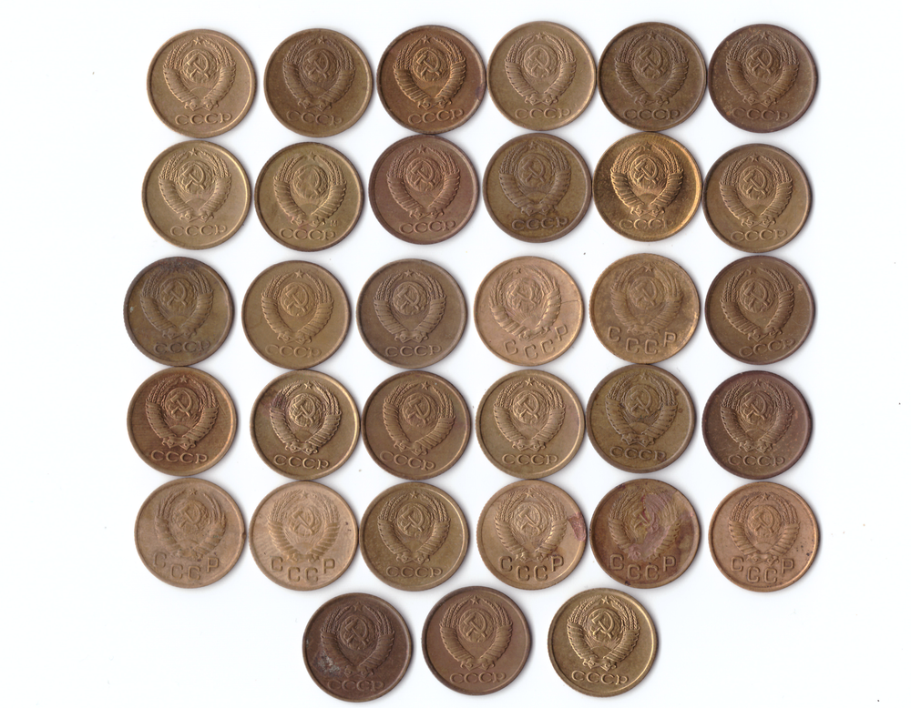 Комплект монет СССР 1 копейка (33шт.) 1938,46,49,50,52,53,57,61-91г.