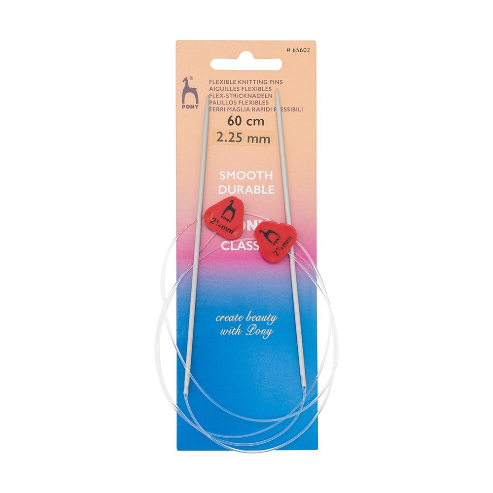 Спицы гибкие с фиксатором Pony Classic flexible ⌀2.25 мм, 60 см, алюминий, 65602
