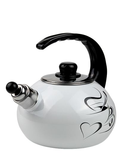 Чайник 2,5 л. эмалированный со свистком Kamille KM 1036 с черной бакелитовой ручкой