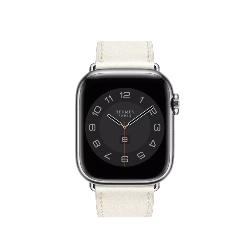 Apple Watch Series 8 Hermes 45mm, классический кожаный ремешок белого цвета