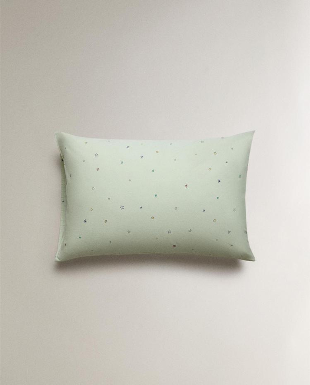 ZARA HOME ДЕТСКАЯ ХЛОПКОВАЯ НАВОЛОЧКА С ПРИНТОМ «ЗВЕЗДЫ», ЗЕЛЕНЫЙ