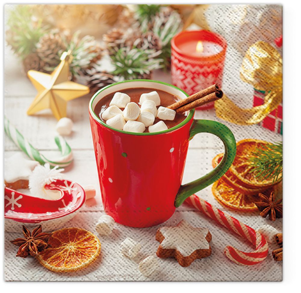 Салфетки для декупажа 3-слойные PAW Decor Collection, коллекция Lunch TETЕ a TETE Шоколад с зефиром, 18.5 г/м², 33х33 см, 20 шт