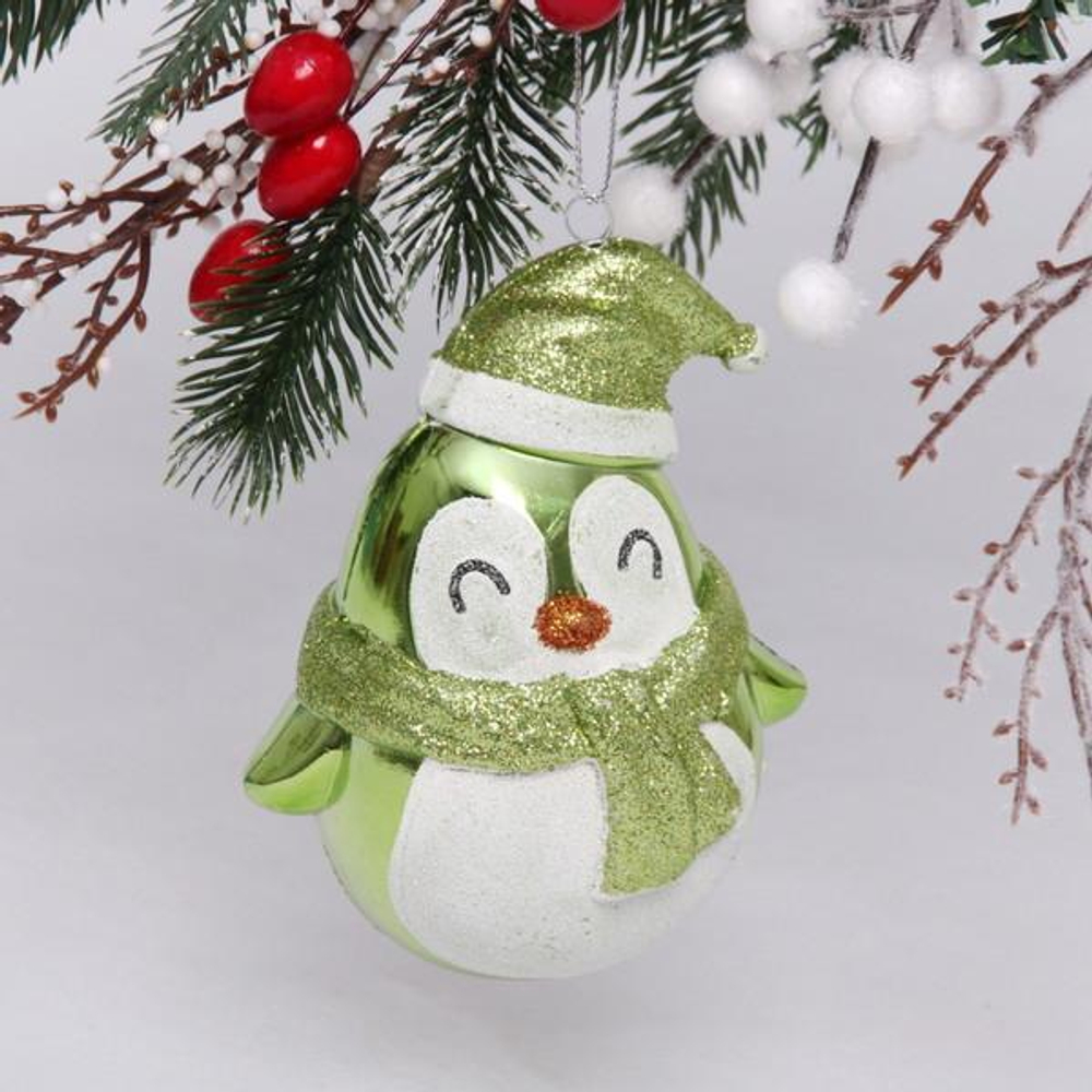 Ёлочная игрушка "Милый пингвинёнок" 12*7*12 см, зелёный (Серпантин)