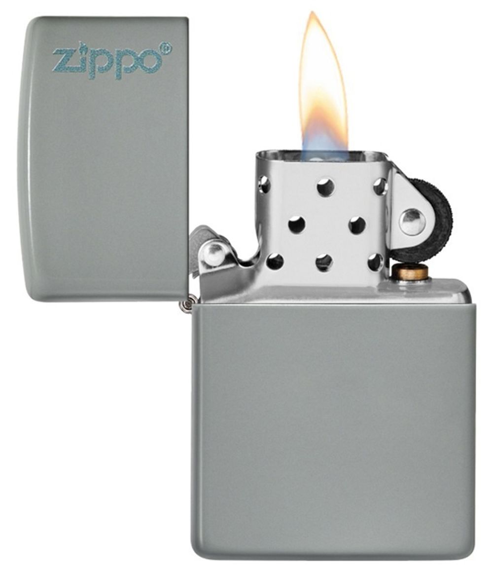 Зажигалка Zippo Classic с покрытием Flat Grey серая глянцевая (49452ZL)