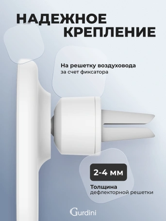 Автодержатель на дефлектор Gurdini Wireless Magsafe Car Charger Белый