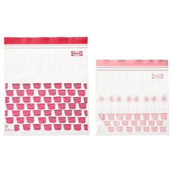 IKEA ISTAD  (ИКЕА ИСТАД)  -  Пакет Ziplock, красный/розовый дизайн, 2,5/1,2 л